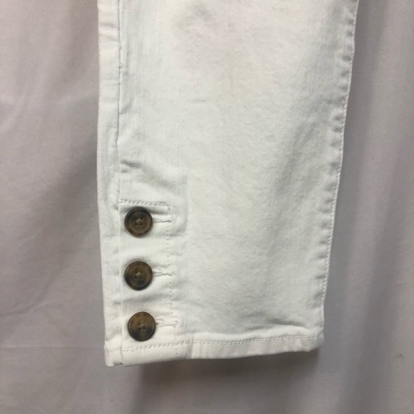 Loft Skinny White Denim Skinny Jeans Slim Pockets Button Trim - Picture 3 of 8